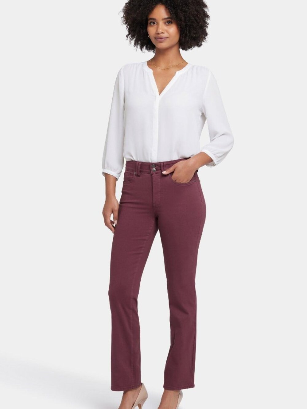 NWOT NYDJ Marilyn Straight Jeans Deep Merlot Burgundy Lift Tuck Size 20W